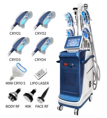 Горячая продажа 5 ручек Cryo Cavitation RF Lipo Laser 360 Машина для криолиполиза для похудения